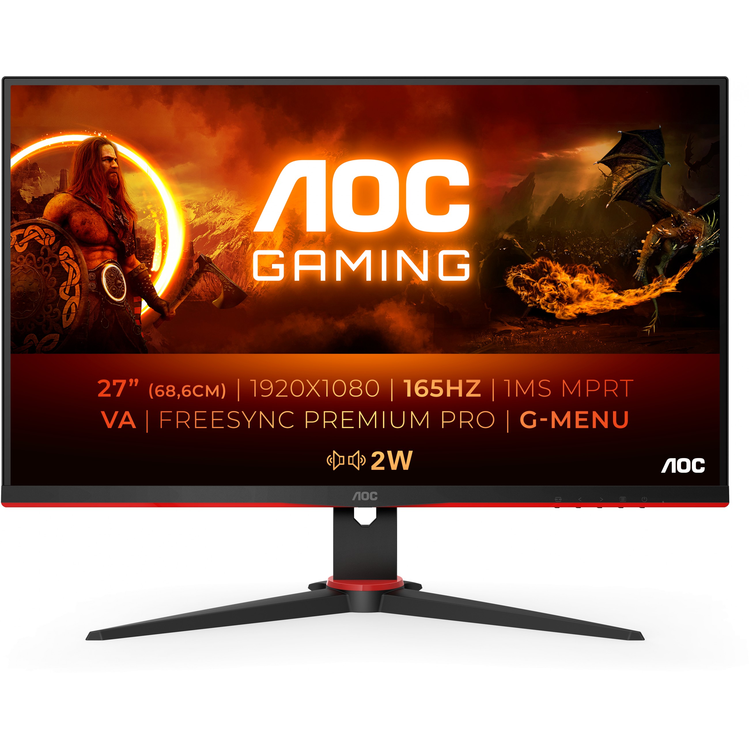 69cm / 27" (1920x1080) AOC Gaming 27G2SAE / BK FHD 165Hz 1ms 2xHDMI DP LS black / red