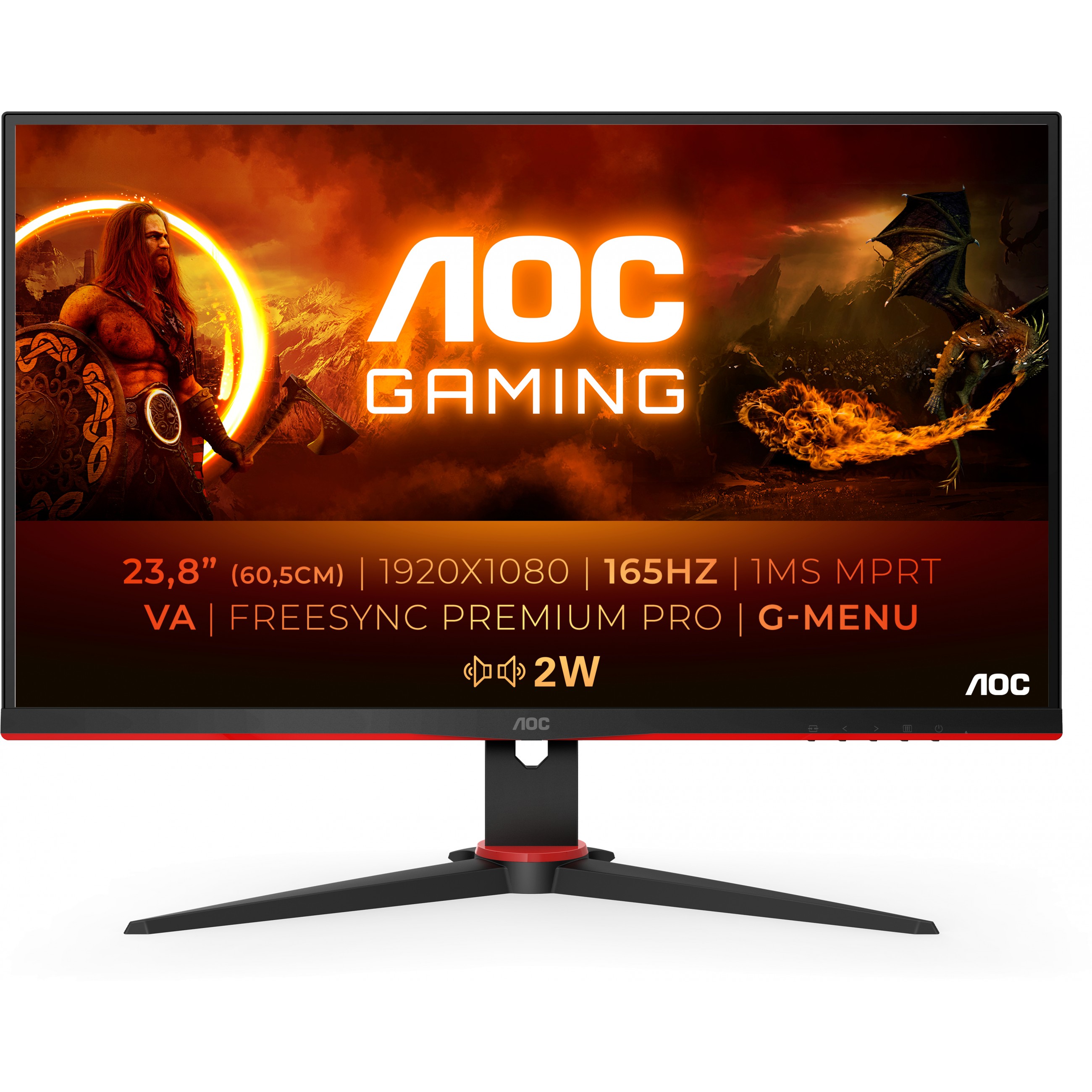 61cm / 24'' (1920x1080) AOC Gaming 24G2SAE / BK 16:9 1ms 165Hz 2xHDMI DisplayPort VESA Full HD Black