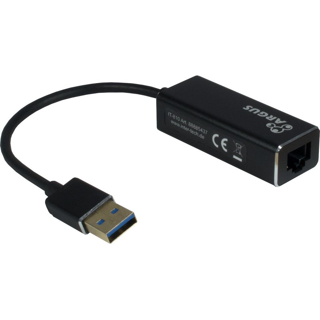 Adapter USB3.0 > RJ45 Gigabit Lan 1000 MBit / s Inter-Tech Black