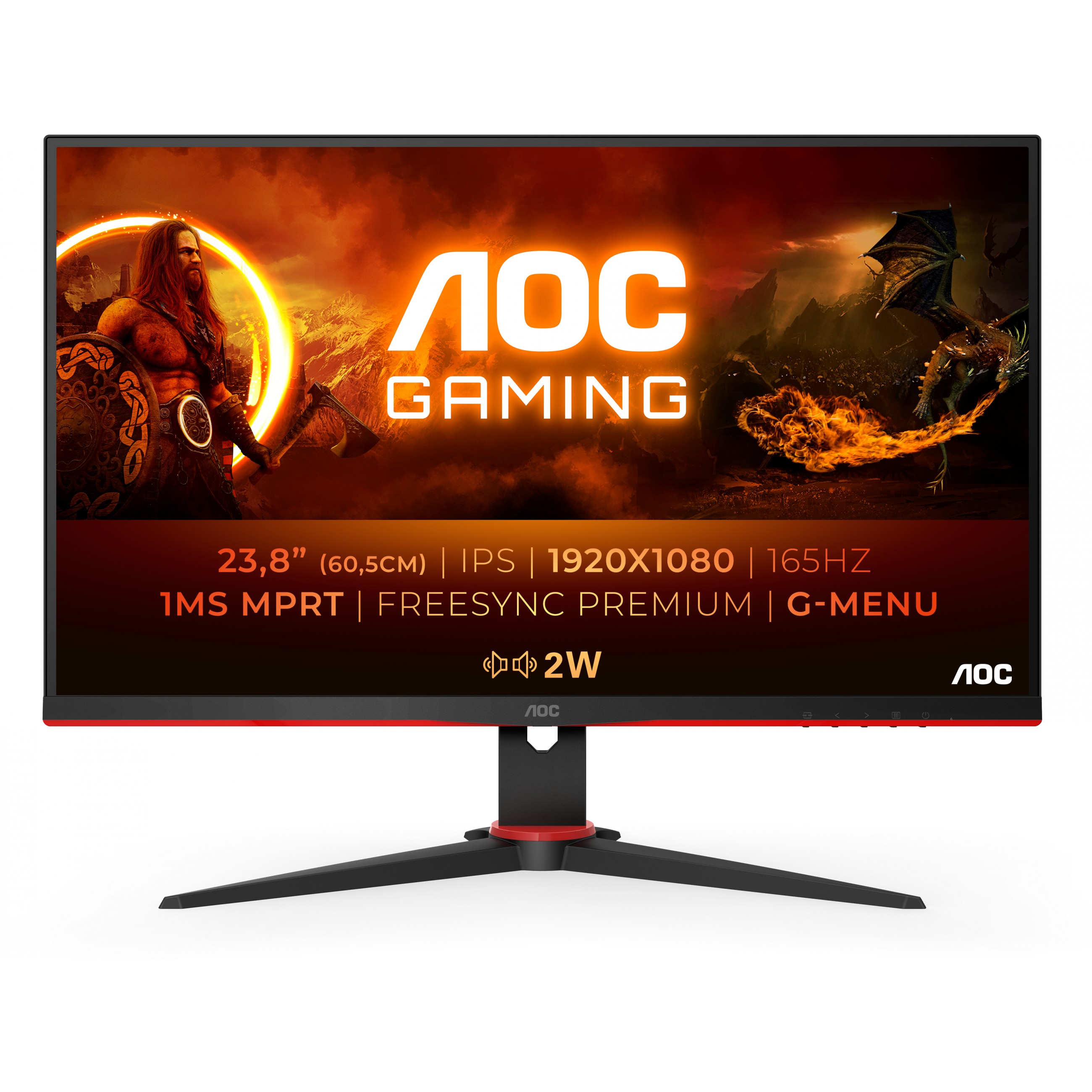 60cm / 23,8" (1920x1080) AOC Gaming 24G2SPAE / BK G2 Series 1ms 165 Hz 2x HDMI VGA DP LS Black Red