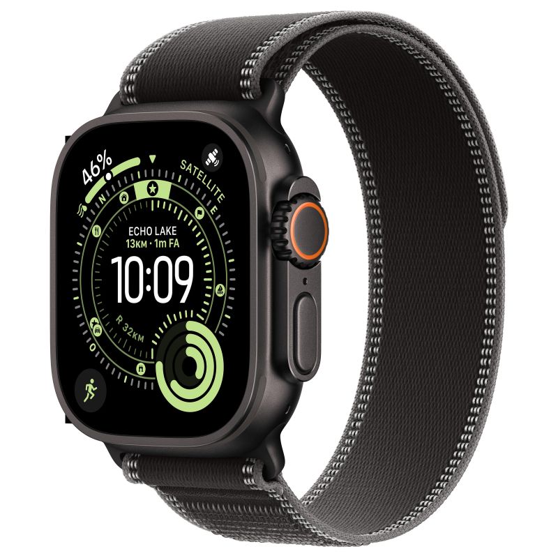 Apple Watch Ultra 3 Titanium Cellular 49mm Schwarz (Trail Loop schwarz / kohlegrau) S / M