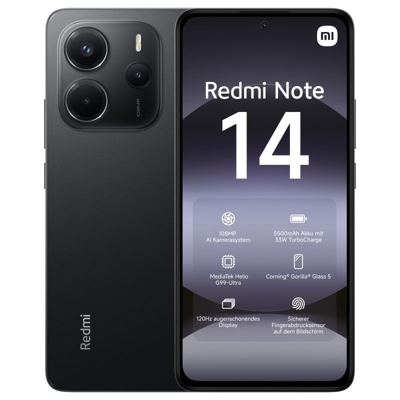 Xiaomi Redmi Note 14 4G Dual Sim 6GB RAM 128GB midnight black