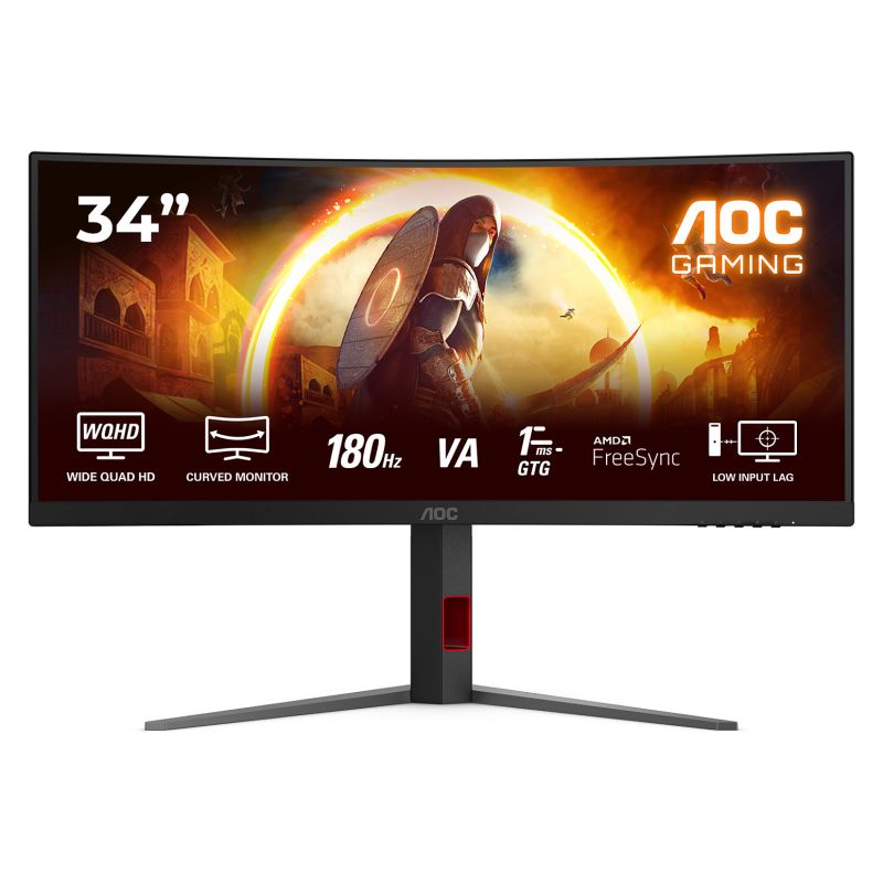 AOC CU34G4 21:9 FastVA 0,5ms 180Hz HDMI DisplayPort Curved Freesync Premium HDR10 Black